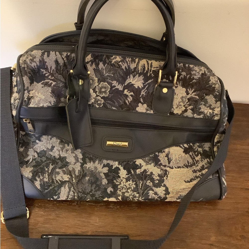 Elegant Black and Gray Tapestry Men's Bag